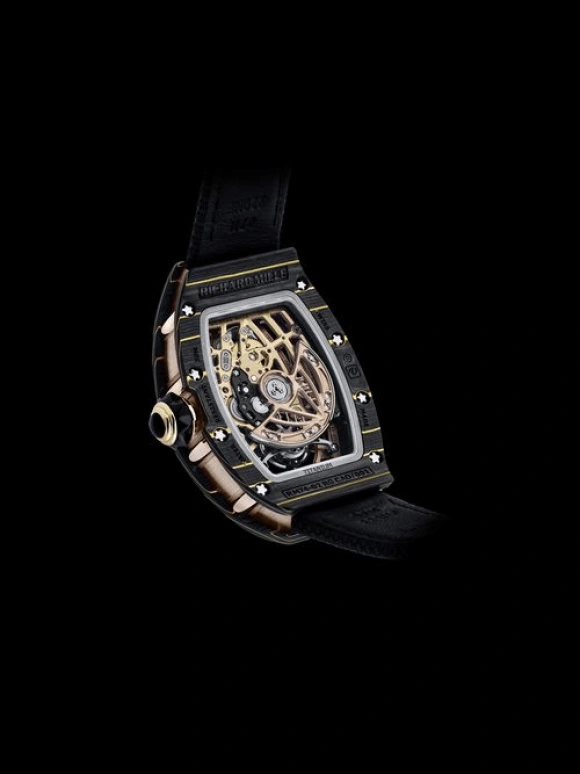 Richard Mille,Tourbillon 34.40x52.63mm,34.40x52.63mm,Gold,Carbon TPT,Skeleton,Automatic,Tourbillon,In-house Caliber,RM 74,RM 74-02 NTPT