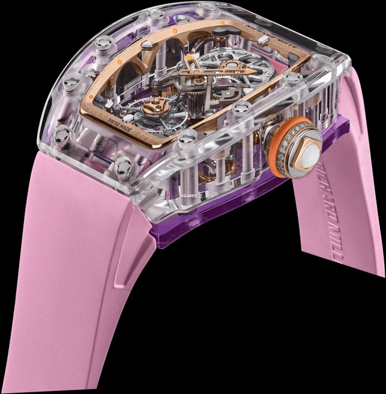 Richard Mille,Tourbillon 32.90x46.75mm,32.90x46.75mm,Sapphire,Silver,Handwound,Tourbillon,65hours,RM 75,RM 75-01 Flying Tourbillon Sapphire Pink