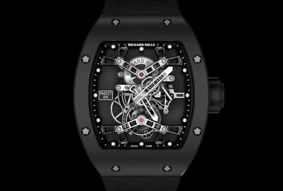 Richard Mille,Tourbillon 48x39.70mm,48x39.70mm,Peek,Black,Handwound,Tourbillon,Tonneau,RM 027 Tourbillon Rafael Nadal