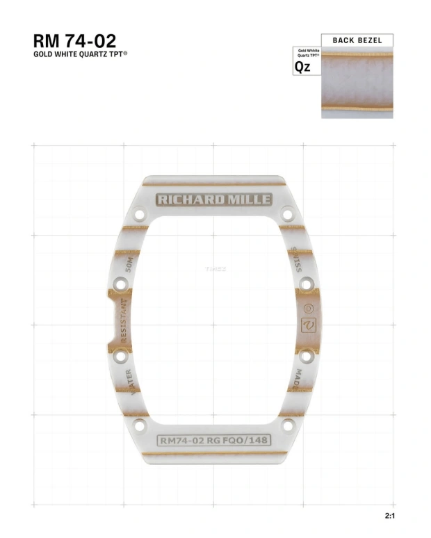 理查米尔,陀飞轮 52.63x34.40毫米,52.63x34.40毫米,红金,Quartz TPT® 复合石英碳纤维,玫瑰金色,自动上弦,陀飞轮,50小时,RM 74,RM 74-02 WHITE