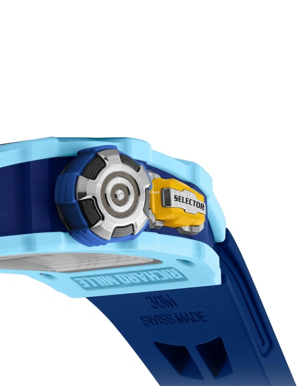 理查米尔,非陀飞轮 43.15x49.95毫米,43.15x49.95毫米,Quartz TPT® 复合石英碳纤维,Carbon TPT® 复合碳纤维,黑色,自动上弦,功能指示器,55小时,RM 35,RM 35-03 Rafael Nadal pastel blue