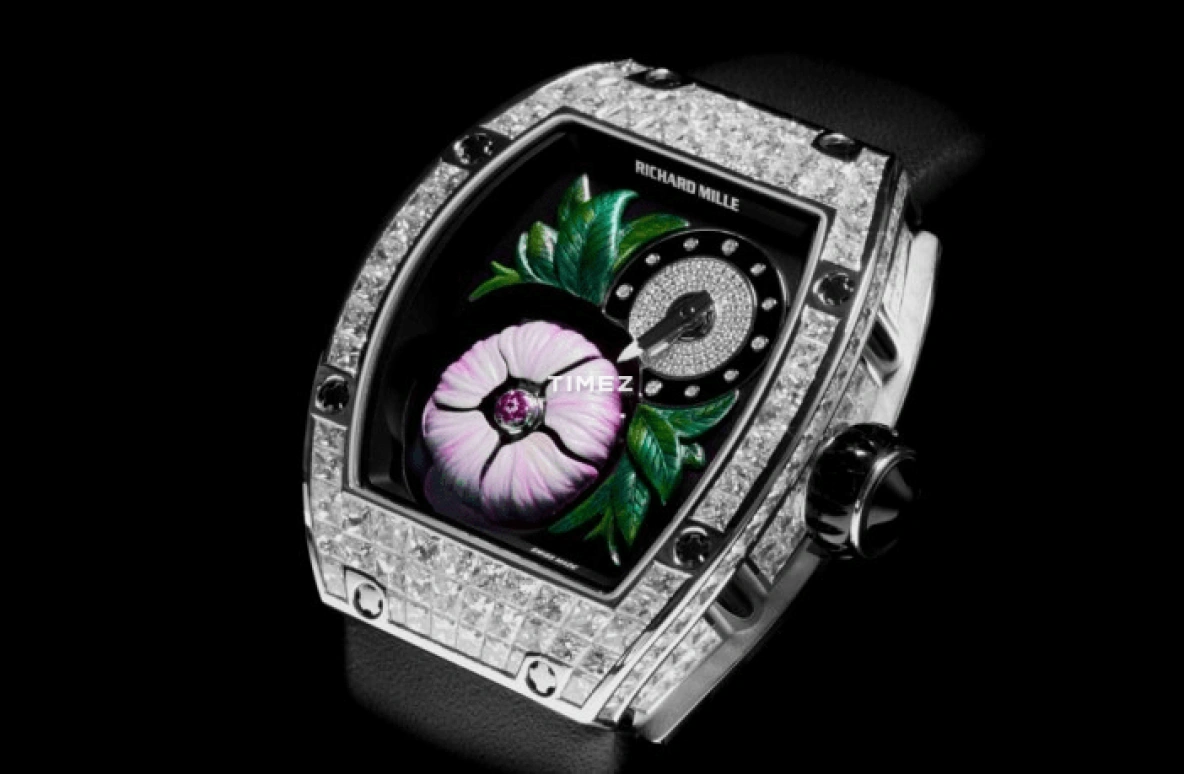 Richard Mille,Tourbillon 45.40x38.30mm,45.40x38.30mm,White Gold,Skeleton,Handwound,Tourbillon,Sapphire,RM 19,RM 19-02 Tourbillon Fleur T-DI