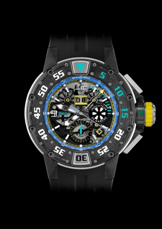 Richard Mille,Not Tourbillon 50mm,50mm,Titanium,Carbon TPT,Multi-Color,Black,Skeleton,Automatic,Chronograph,Annual Calendar,Month,Flyback,In-house Caliber,Sapphire,Crystal Glass,RM 032 Ultimate Edition