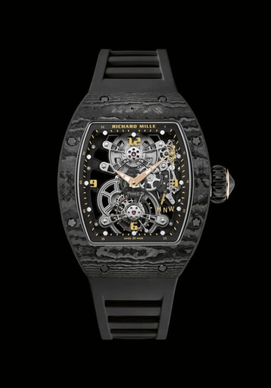 Richard Mille,Tourbillon 40.10x48.15mm,40.10x48.15mm,Carbon TPT,Skeleton,Handwound,Power Reserve Indicator,Tourbillon,Torque Indicator,70hours,In-house Caliber,RM 17,RM 17-01 NTPT