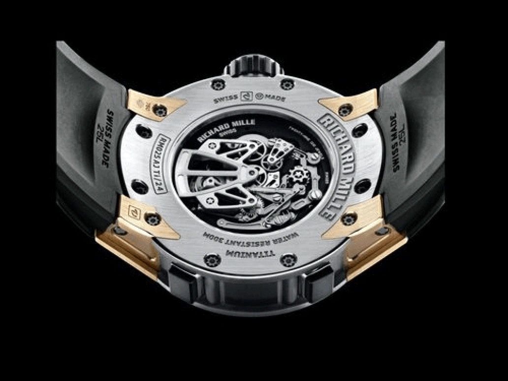 Richard Mille,Tourbillon 50.70mm,50.70mm,Titanium,Rose Gold,Skeleton,Handwound,Chronograph,Tourbillon,Function Selector,Torque Indicator,50hours,In-house Caliber,RM 025 Tourbillon Chronograph