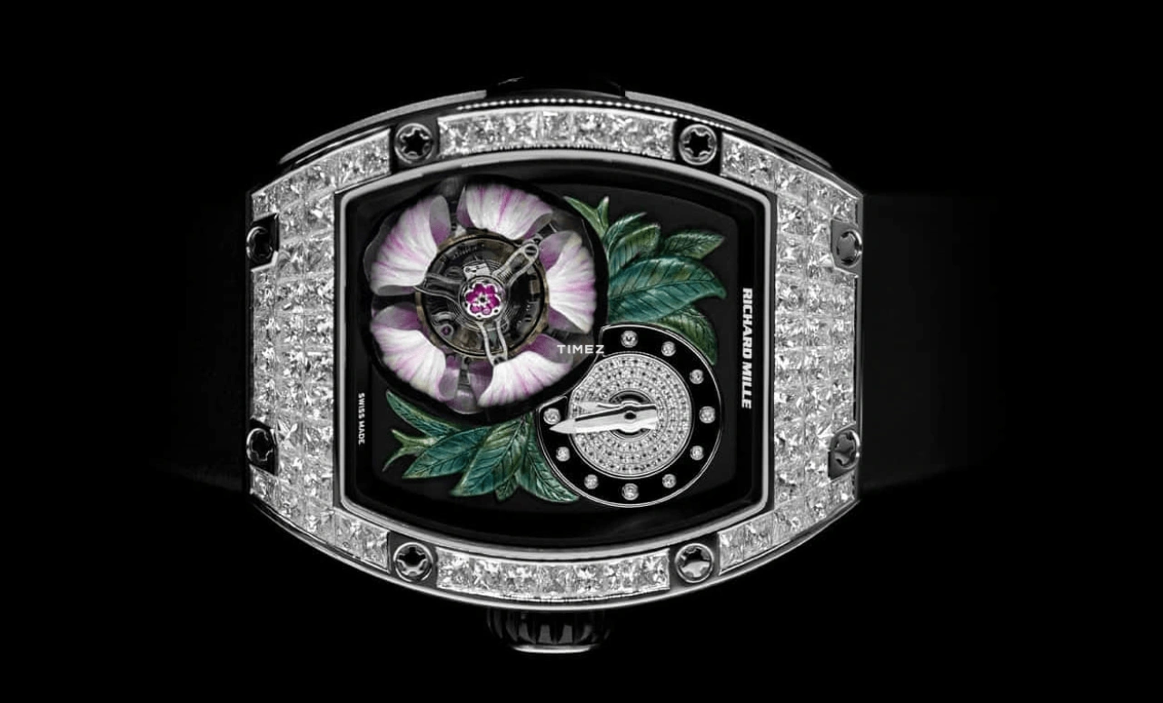 Richard Mille,Tourbillon 45.40x38.30mm,45.40x38.30mm,White Gold,Skeleton,Handwound,Tourbillon,Sapphire,RM 19,RM 19-02 Tourbillon Fleur T-DI