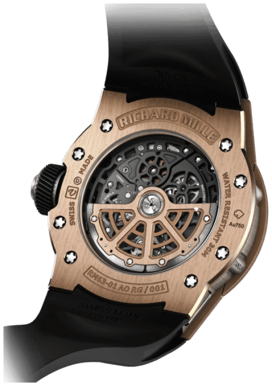 Richard Mille,Not Tourbillon 42.70mm,42.70mm,Gold,Titanium,Skeleton,Automatic,50hours,RM 63,RM 63-01