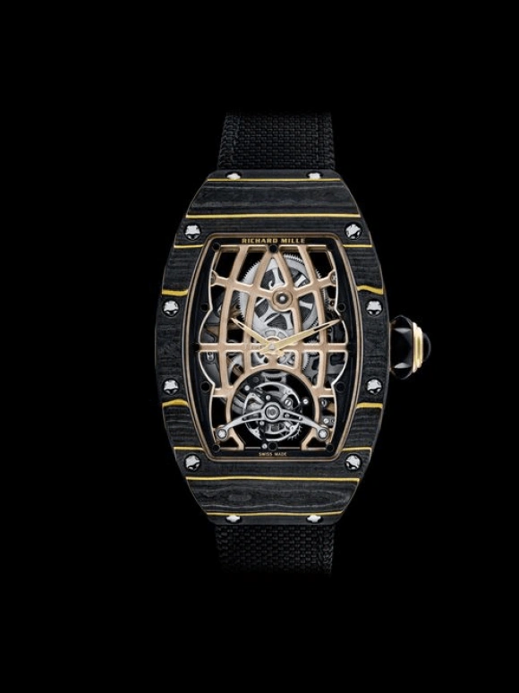 Richard Mille,Tourbillon 34.40x52.63mm,34.40x52.63mm,Gold,Carbon TPT,Skeleton,Automatic,Tourbillon,In-house Caliber,RM 74,RM 74-02 NTPT