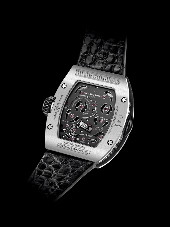 Richard Mille,Tourbillon 45.40x38.30mm,45.40x38.30mm,White Gold,Multi-Color,Handwound,Tourbillon,Tonneau,RM 19,RM 19-02 Tourbillon Fleur DI-CASE