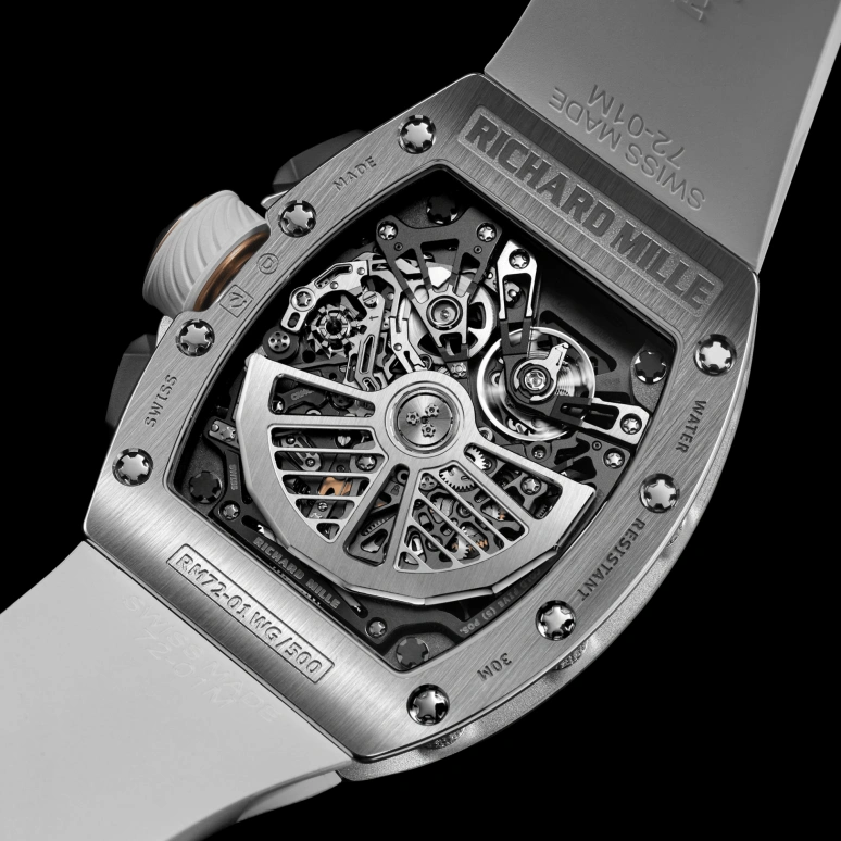 Richard Mille,Not Tourbillon 38.40x47.34mm,38.40x47.34mm,White Gold,Skeleton,Automatic,Chronograph,Day,Flyback,Function Selector,50hours,In-house Caliber,RM 72,RM 72-01 Lifestyle Flyback WG T-Di