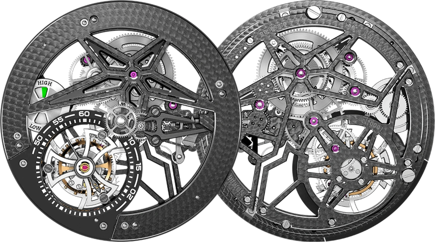 Roger Dubuis,Excalibur Spider 45mm,45mm,Carbon,Luminous,White,Black,Handwound,60hours,In-house Caliber,RDDBEX0675