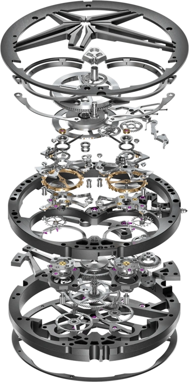 Roger Dubuis,Excalibur 45mm,45mm,Rose Gold,Skeleton,Handwound,Tourbillon Escapement,RDDBEX0822