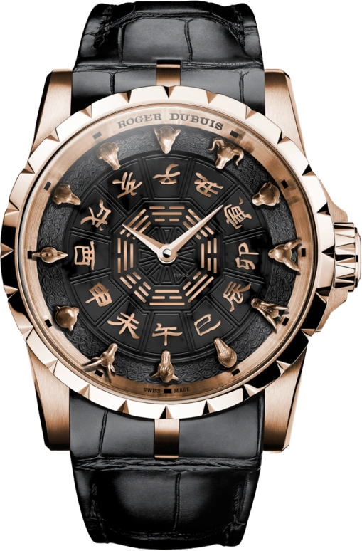 Roger Dubuis,Knights of The Round Table 45mm,45mm,Rose Gold,Black,Automatic,48hours,In-house Caliber,RDDBEX0844