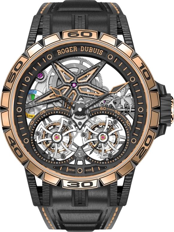 Roger Dubuis,Excalibur Spider 47mm,47mm,Rose Gold,Rose,Luminous,Black,Handwound,52hours,In-house Caliber,RDDBEX0674