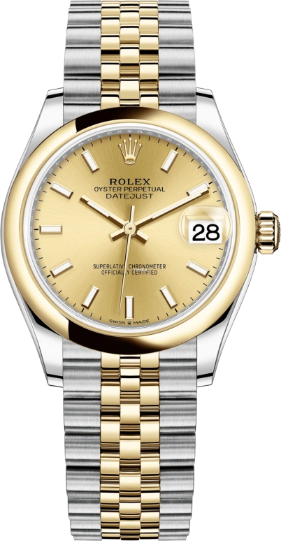 Rolex,Datejust 31 31mm,31mm,Yellow Gold,Stainless Steel,Champagne,Automatic,Day,55hours,278243,278243-0014