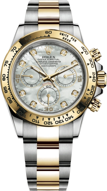 Rolex,Daytona 40mm,40mm,Yellow Gold,Stainless Steel,White,Automatic,Chronograph,Column Wheel,116503,116503-0007