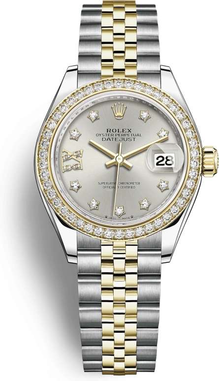 Rolex,Lady-Datejust 28mm,28mm,Yellow Gold,Stainless Steel,Silver,Automatic,Day,55hours,279383RBR,279383RBR-0003