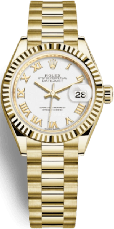 Rolex,Lady-Datejust 28mm,28mm,Yellow Gold,White,Automatic,Day,55hours,279178,279178-0029