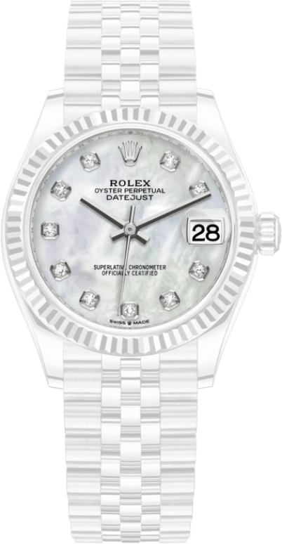 Rolex,Datejust 31 31mm,31mm,White Gold,Stainless Steel,White,Automatic,Day,55hours,278274,278274-0006