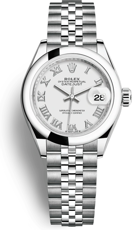 Rolex,Lady-Datejust 28mm,28mm,Stainless Steel,White,Automatic,Day,55hours,279160,279160-0015