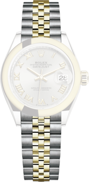 Rolex,Lady-Datejust 28mm,28mm,Yellow Gold,Oystersteel,Silver,Automatic,Day,55hours,279163,279163-0005