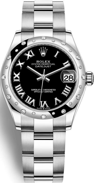 Rolex,Datejust 31 31mm,31mm,White Gold,Stainless Steel,Black,Automatic,Day,55hours,278344RBR,278344RBR-0001