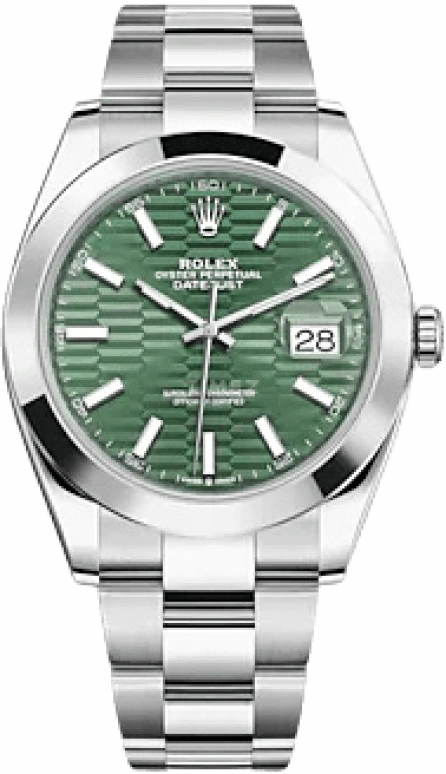 Rolex,Datejust 41 41mm,41mm,Stainless Steel,Green,Automatic,Day,70hours,126300,126300-0021