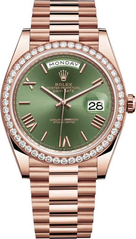 Rolex,Day-Date 40 40mm,40mm,Everose Gold,Green,Automatic,Date,Day,Erling Haaland,228345RBR,228345RBR-0011