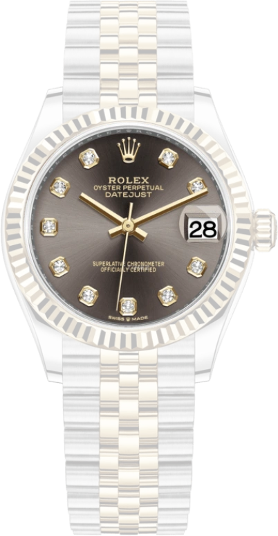 Rolex,Datejust 31 31mm,31mm,Yellow Gold,Stainless Steel,Grey,Automatic,Day,55hours,278273,278273-0022