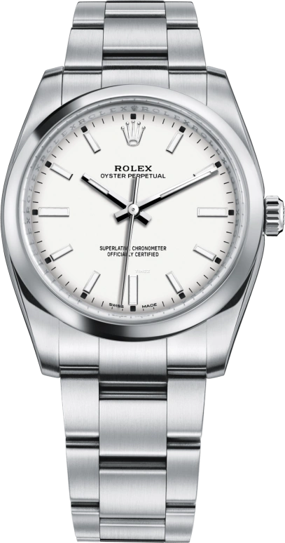 Rolex,Oyster Perpetual 34mm,34mm,Stainless Steel,White,Automatic,48hours,In-house Caliber,114200,114200-0024