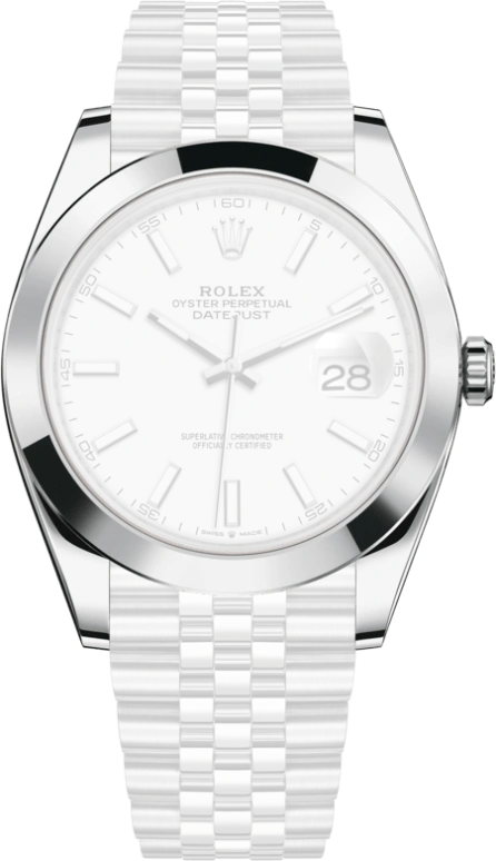 Rolex,Datejust 41 41mm,41mm,Stainless Steel,White,Automatic,Day,70hours,126300,126300-0006