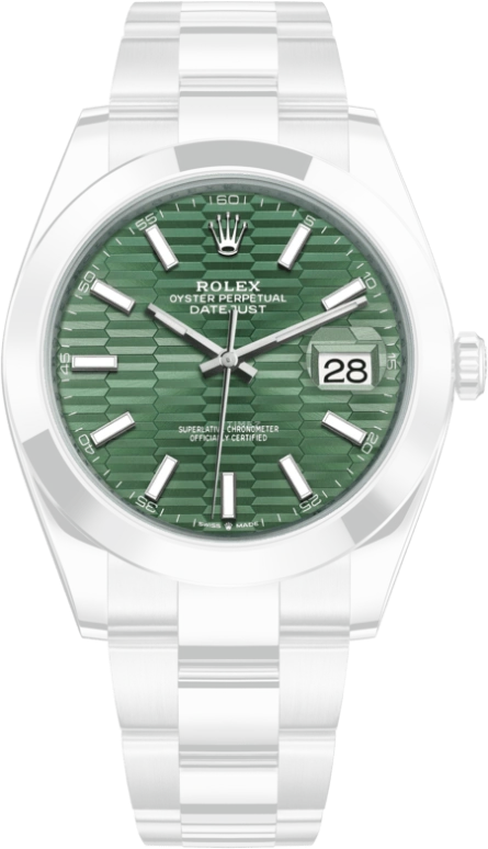 Rolex,Datejust 41 41mm,41mm,Stainless Steel,Green,Automatic,Day,70hours,126300,126300-0021