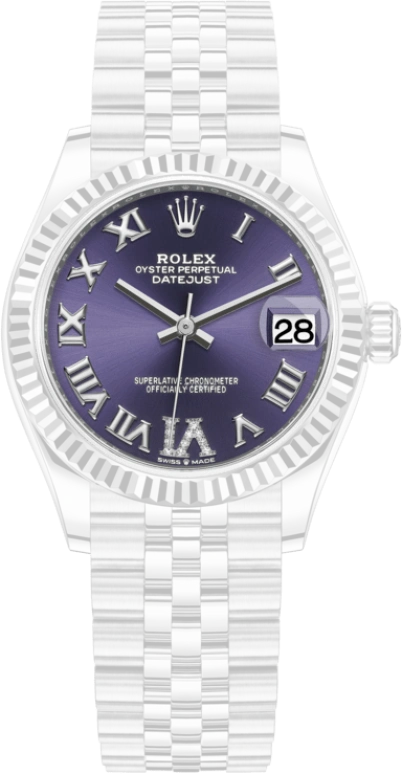 Rolex,Datejust 31 31mm,31mm,White Gold,Stainless Steel,Purple,Automatic,Day,55hours,278274,278274-0026