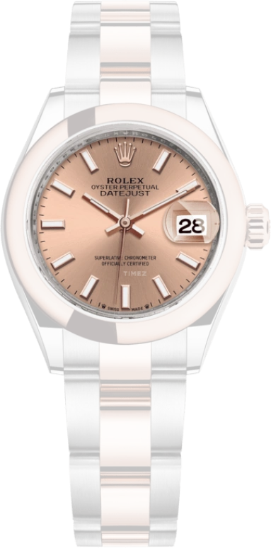 Rolex,Lady-Datejust 28mm,28mm,Rose Gold,Stainless Steel,Pink,Automatic,Day,55hours,279161,279161-0024