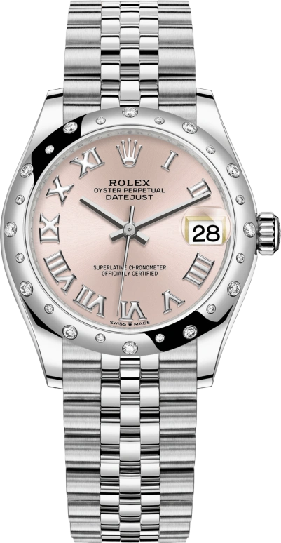 Rolex,Datejust 31 31mm,31mm,White Gold,Stainless Steel,Pink,Automatic,Day,55hours,278344RBR,278344RBR-0022