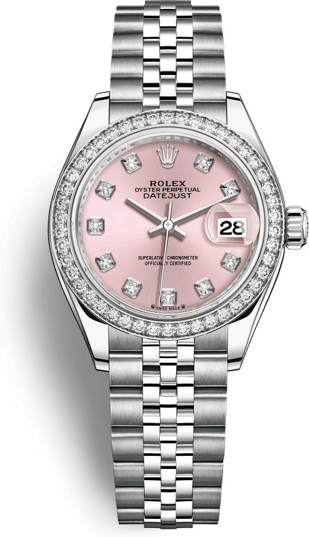 Rolex,Lady-Datejust 28mm,28mm,White Gold,Stainless Steel,Pink,Automatic,Day,55hours,279384RBR,279384RBR-0003