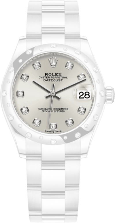 Rolex,Datejust 31 31mm,31mm,White Gold,Stainless Steel,Silver,Automatic,Day,55hours,278344RBR,278344RBR-0031