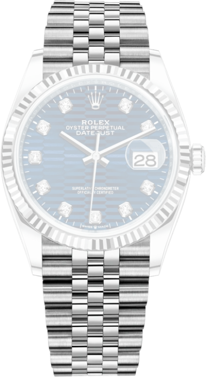 Rolex,Datejust 36 36mm,36mm,White Gold,Stainless Steel,Blue,Automatic,Day,70hours,126234,126234-0057