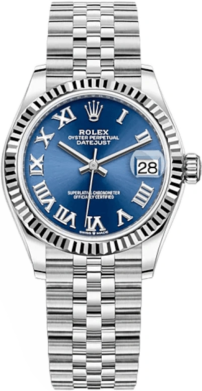 Rolex,Datejust 31 31mm,31mm,White Gold,Stainless Steel,Blue,Automatic,Day,55hours,278274,278274-0034