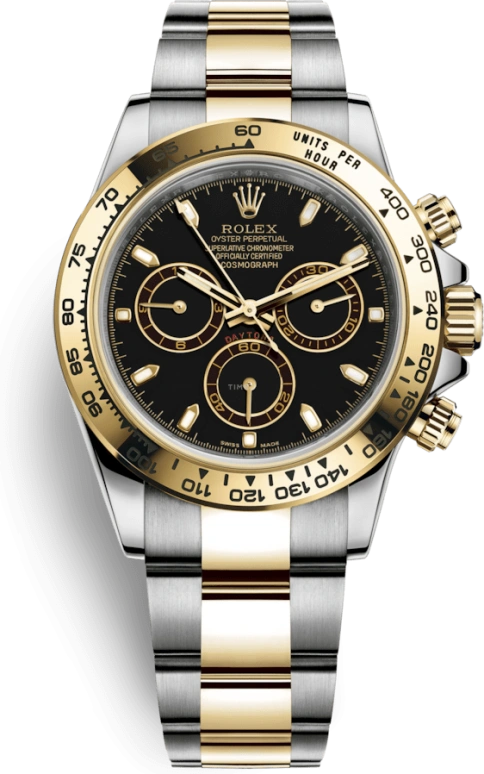 Rolex,Daytona 40mm,40mm,Yellow Gold,Stainless Steel,Black,Automatic,Chronograph,72hours,116503,116503-0004