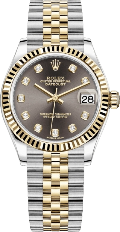 Rolex,Datejust 31 31mm,31mm,Yellow Gold,Stainless Steel,Grey,Automatic,Day,55hours,278273,278273-0022