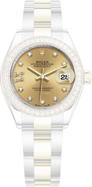 Rolex,Lady-Datejust 28mm,28mm,Yellow Gold,Stainless Steel,Champagne,Gold,Automatic,Day,55hours,279383RBR,279383RBR-0022