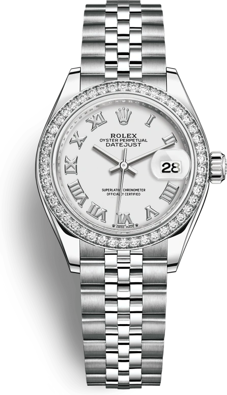 Rolex,Lady-Datejust 28mm,28mm,White Gold,Oystersteel,White,Automatic,Day,55hours,279384RBR,279384RBR-0019