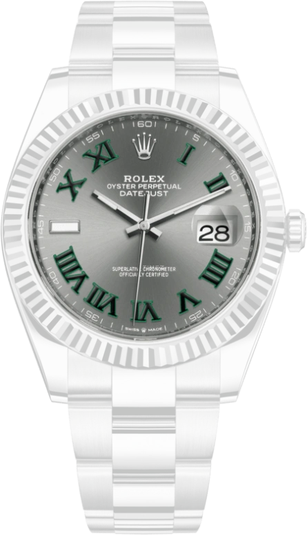 Rolex,Datejust 41 41mm,41mm,White Gold,Stainless Steel,Grey,Automatic,Day,70hours,126334,126334-0021