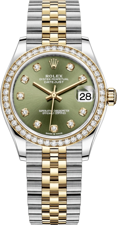 Rolex,Datejust 31 31mm,31mm,Yellow Gold,Stainless Steel,Green,Automatic,Day,55hours,278383RBR,278383RBR-0030