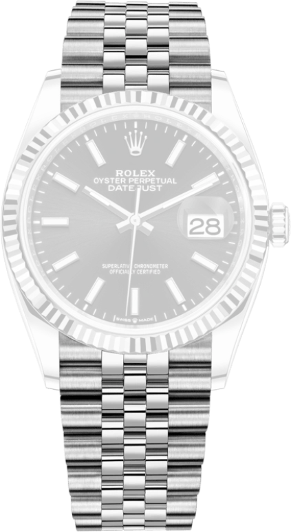 Rolex,Datejust 36 36mm,36mm,White Gold,Stainless Steel,Black,Automatic,Day,70hours,126234,126234-0015