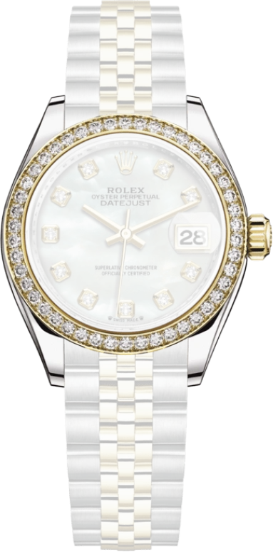 Rolex,Lady-Datejust 28mm,28mm,Yellow Gold,Oystersteel,White,Automatic,Day,55hours,279383RBR,279383RBR-0019