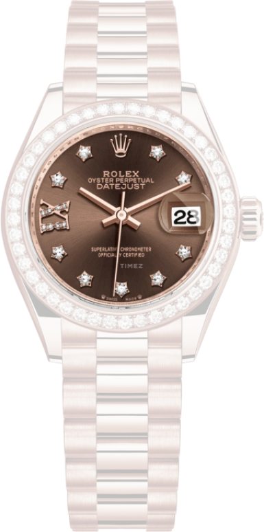 Rolex,Lady-Datejust 28mm,28mm,Rose Gold,Brown,Automatic,Day,55hours,279135RBR,279135RBR-0001