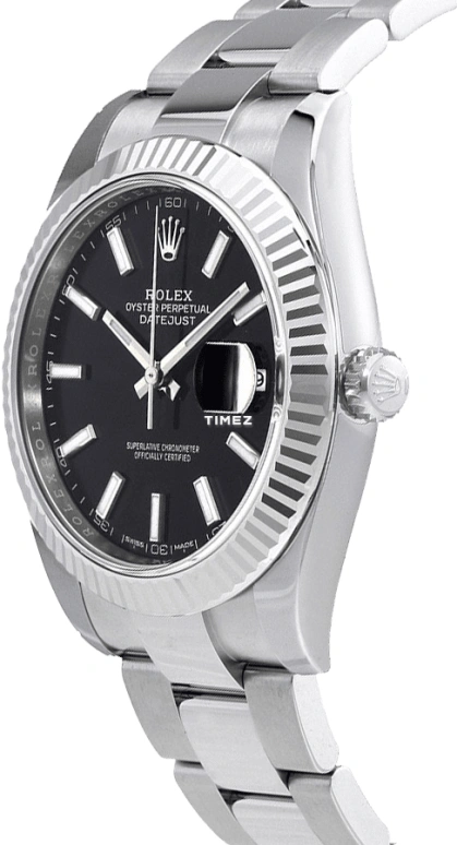 Rolex,Datejust 41 41mm,41mm,White Gold,Stainless Steel,Black,Automatic,Day,70hours,126334,126334-0017