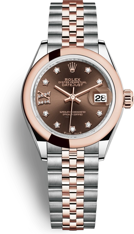 Rolex,Lady-Datejust 28mm,28mm,Everose Gold,Oystersteel,Brown,Automatic,Day,55hours,279161,279161-0003